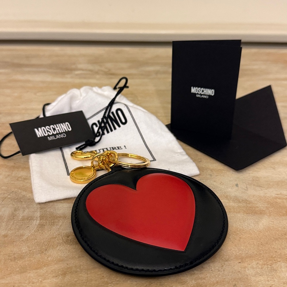Moschino Big Heart Calfskin Keychain